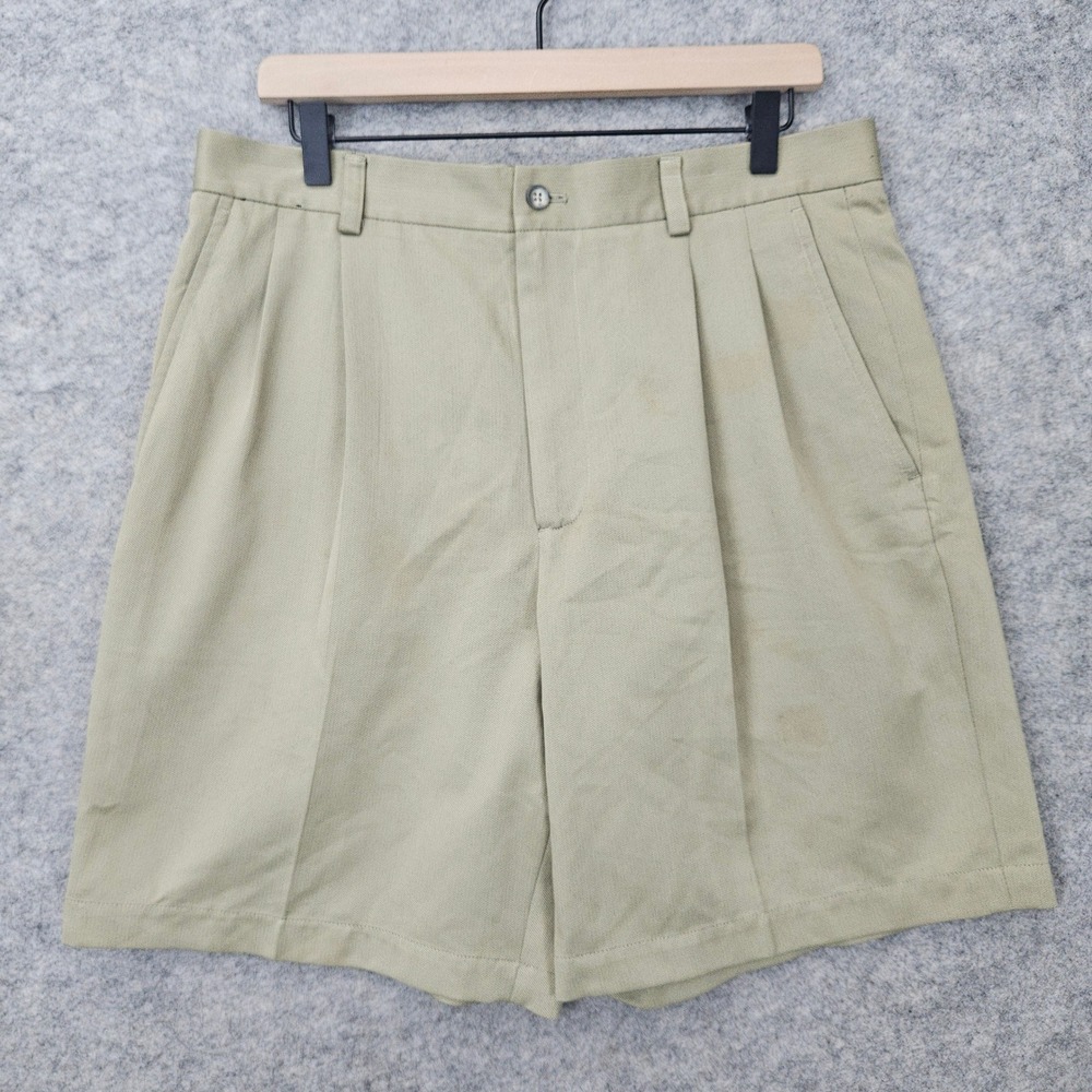 Claiborne Pleated Shorts Men's 34 Khaki Tan Dress Casual Vintage Style Golf